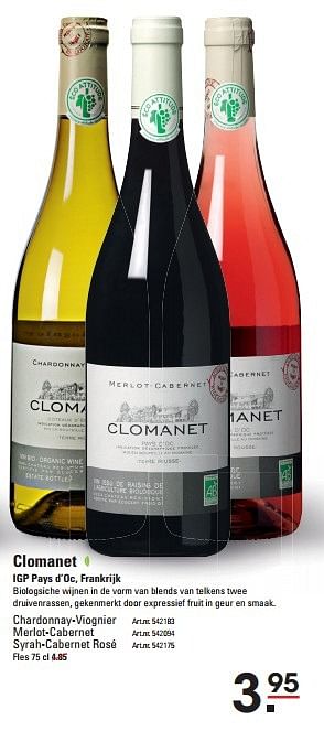 Aanbiedingen Clomanet igp pays d`oc, frankrijk - Rode wijnen - Geldig van 08/10/2015 tot 26/10/2015 bij Sligro