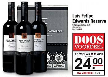 Aanbiedingen Luis felipe edwards reserva - Rode wijnen - Geldig van 08/10/2015 tot 26/10/2015 bij Sligro