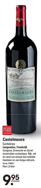 Aanbiedingen Castelmaure corbières - Rode wijnen - Geldig van 08/10/2015 tot 26/10/2015 bij Sligro