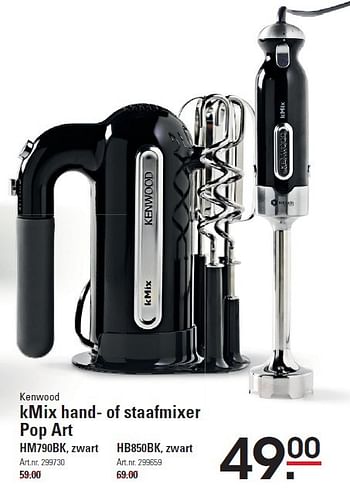 Aanbiedingen Kenwood kmix hand- of staafmixer pop art hm790bk, zwart - Kenwood - Geldig van 08/10/2015 tot 26/10/2015 bij Sligro