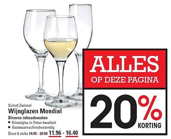 Aanbiedingen Schott zwiesel wijnglazen mondial - Schott Zwiesel - Geldig van 08/10/2015 tot 26/10/2015 bij Sligro