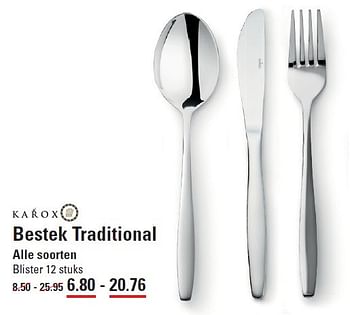 Aanbiedingen Bestek traditional - KAROX - Geldig van 08/10/2015 tot 26/10/2015 bij Sligro