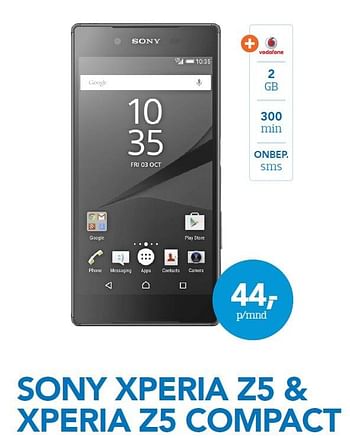 Aanbiedingen Sony xperia z5 compact - Sony - Geldig van 01/10/2015 tot 31/10/2015 bij Coolblue