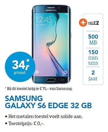 Aanbiedingen Samsung galaxy s6 edge 32 gb - Samsung - Geldig van 01/10/2015 tot 31/10/2015 bij Coolblue