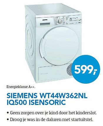 Aanbiedingen Siemens wt44w362nl iq500 isensoric - Siemens - Geldig van 01/10/2015 tot 31/10/2015 bij Coolblue