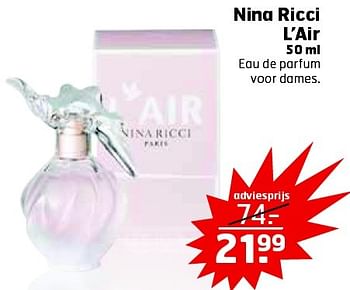 Aanbiedingen Nina ricci l`air - Nina Ricci - Geldig van 13/10/2015 tot 25/10/2015 bij Trekpleister