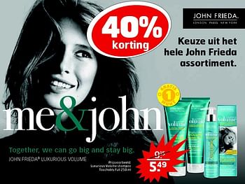 Aanbiedingen Luxurious volume shampoo touchably full - John Frieda - Geldig van 13/10/2015 tot 25/10/2015 bij Trekpleister