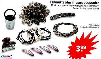 Aanbiedingen Zenner safari haaraccessoire - zenner - Geldig van 13/10/2015 tot 25/10/2015 bij Trekpleister