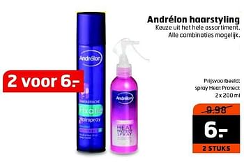 Aanbiedingen Andrélon haarstyling spray heat protect - Andrelon - Geldig van 13/10/2015 tot 25/10/2015 bij Trekpleister