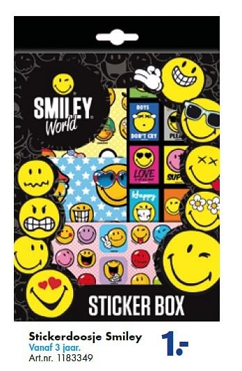 Aanbiedingen Stickerdoosje smiley - Smiley World - Geldig van 19/09/2015 tot 05/12/2015 bij Bart Smit