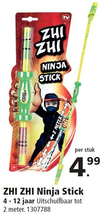 Aanbiedingen Zhi zhi ninja stick - Huismerk - Intertoys - Geldig van 21/09/2015 tot 09/12/2015 bij Intertoys