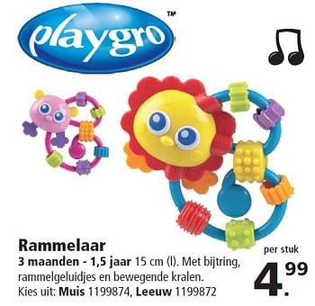Aanbiedingen Rammelaar - Playgro - Geldig van 21/09/2015 tot 09/12/2015 bij Intertoys