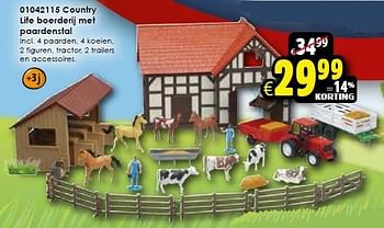 Aanbiedingen Country life boerderij met paardenstal - Huismerk - Toychamp - Geldig van 24/10/2015 tot 06/12/2015 bij ToyChamp
