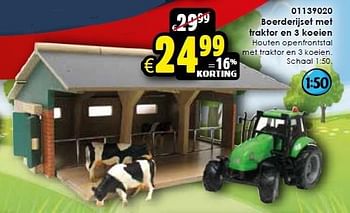 Aanbiedingen Boerderijset met traktor en 3 koeien - Huismerk - Toychamp - Geldig van 24/10/2015 tot 06/12/2015 bij ToyChamp