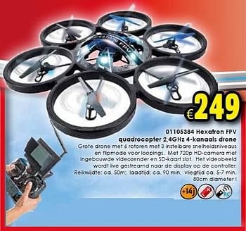 Aanbiedingen Hexatron fpv quadrocopter 2,4ghz 4-kanaals drone - Revell - Geldig van 24/10/2015 tot 06/12/2015 bij ToyChamp
