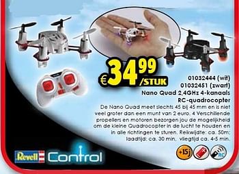 Aanbiedingen Nano quad 2,4ghz 4-kanaals rc-quadrocopter wit - Revell - Geldig van 24/10/2015 tot 06/12/2015 bij ToyChamp