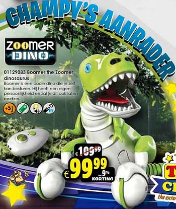 Aanbiedingen Boomer the zoomer dinosaurus - Zoomer - Geldig van 24/10/2015 tot 06/12/2015 bij ToyChamp