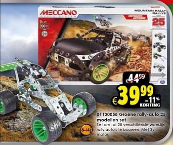 Aanbiedingen Groene rally-auto 25 modellen set - Meccano - Geldig van 24/10/2015 tot 06/12/2015 bij ToyChamp