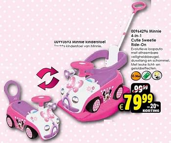 Aanbiedingen Minnie 4-in-1 cutie sweetie ride-on - Minnie Bow-Tique - Geldig van 24/10/2015 tot 06/12/2015 bij ToyChamp