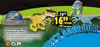 Aanbiedingen Jurassic world chompers sfx dinos - Jurassic World - Geldig van 24/10/2015 tot 06/12/2015 bij ToyChamp