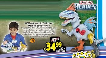Aanbiedingen Jurassic world hero mashers bad boy dino - Jurassic World - Geldig van 24/10/2015 tot 06/12/2015 bij ToyChamp