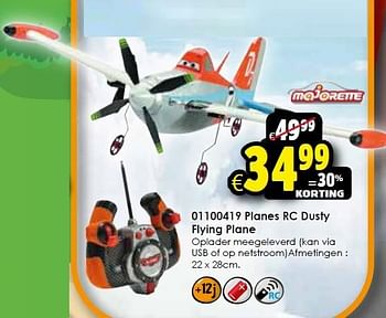 Aanbiedingen Planes rc dusty flying plane - Majorette - Geldig van 24/10/2015 tot 06/12/2015 bij ToyChamp