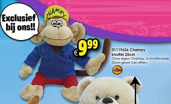 Aanbiedingen Champy knuffel - Huismerk - Toychamp - Geldig van 24/10/2015 tot 06/12/2015 bij ToyChamp