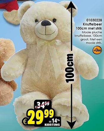 Aanbiedingen Knuffelbeer 100cm met strik - Huismerk - Toychamp - Geldig van 24/10/2015 tot 06/12/2015 bij ToyChamp