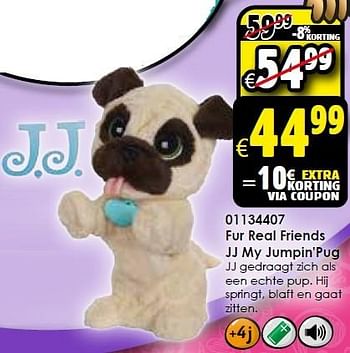 Aanbiedingen Fur real friends jj my jumpin`pug - Hasbro - Geldig van 24/10/2015 tot 06/12/2015 bij ToyChamp