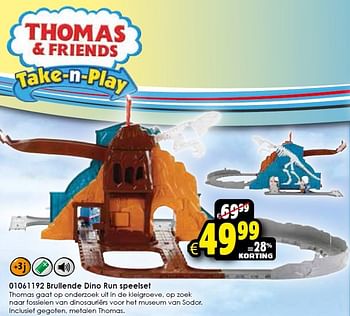 Aanbiedingen Brullende dino run speelset - Thomas &amp; Friends - Geldig van 24/10/2015 tot 06/12/2015 bij ToyChamp