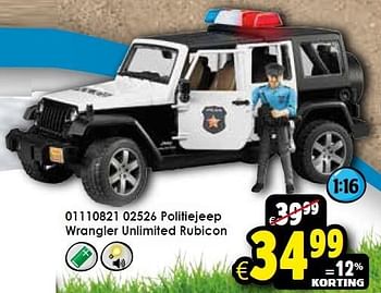 Aanbiedingen Politiejeep wrangler unlimited rubicon - Bruder - Geldig van 24/10/2015 tot 06/12/2015 bij ToyChamp