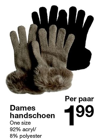 Aanbiedingen Dames handschoen - Huismerk - Zeeman  - Geldig van 24/10/2015 tot 31/10/2015 bij Zeeman