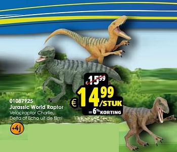 Aanbiedingen Jurassic world raptor - Jurassic World - Geldig van 24/10/2015 tot 06/12/2015 bij ToyChamp