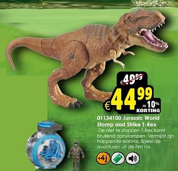 Aanbiedingen Jurassic world stomp and strike t-rex - Jurassic World - Geldig van 24/10/2015 tot 06/12/2015 bij ToyChamp