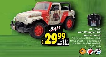 Aanbiedingen Jeep wrangler r-c jurassic world - Jurassic World - Geldig van 24/10/2015 tot 06/12/2015 bij ToyChamp