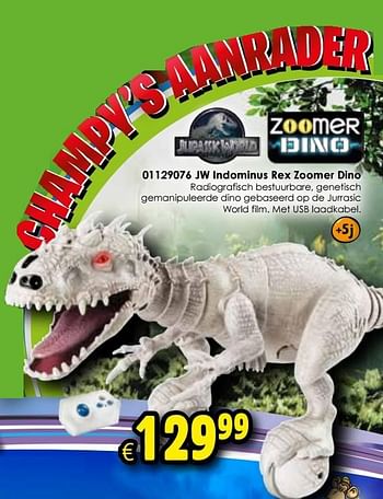 Aanbiedingen Jw indominus rex zoomer dino - Jurassic World - Geldig van 24/10/2015 tot 06/12/2015 bij ToyChamp