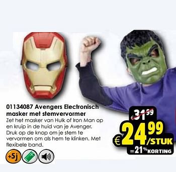 Aanbiedingen Avengers electronisch masker met stemvervormer - Marvel - Geldig van 24/10/2015 tot 06/12/2015 bij ToyChamp
