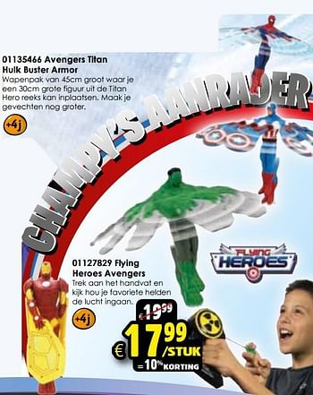 Aanbiedingen Flying heroes avengers - Marvel - Geldig van 24/10/2015 tot 06/12/2015 bij ToyChamp