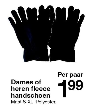 Aanbiedingen Dames of heren fleece handschoen - Huismerk - Zeeman  - Geldig van 24/10/2015 tot 31/10/2015 bij Zeeman