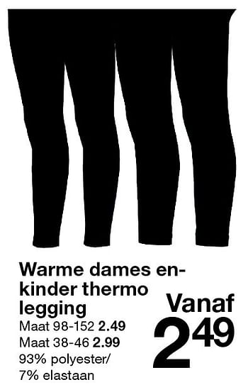 Aanbiedingen Warme dames enkinder thermo legging - Huismerk - Zeeman  - Geldig van 24/10/2015 tot 31/10/2015 bij Zeeman