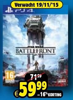 Aanbiedingen Star wars battlefront - Sony Computer Entertainment Europe - Geldig van 24/10/2015 tot 06/12/2015 bij ToyChamp