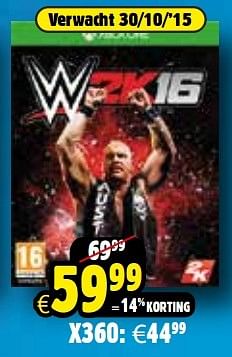 Aanbiedingen Wwe 2k16 x360 - 2K Games  - Geldig van 24/10/2015 tot 06/12/2015 bij ToyChamp