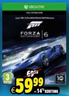 Aanbiedingen Forza motorsport 6 - Microsoft Game Studios - Geldig van 24/10/2015 tot 06/12/2015 bij ToyChamp