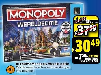 Aanbiedingen Monopoly wereld editie - Hasbro - Geldig van 24/10/2015 tot 06/12/2015 bij ToyChamp