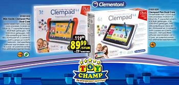 Aanbiedingen Clempad plus dual core - Clementoni - Geldig van 24/10/2015 tot 06/12/2015 bij ToyChamp