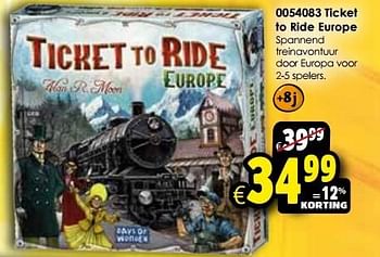 Aanbiedingen Ticket to ride europe - Days of Wonder - Geldig van 24/10/2015 tot 06/12/2015 bij ToyChamp