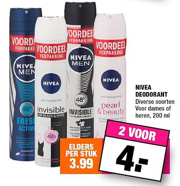 Aanbiedingen Nivea deodorant - Nivea - Geldig van 19/10/2015 tot 01/11/2015 bij Big Bazar