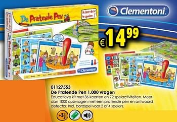 Aanbiedingen De pratende pen 1.000 vragen - Clementoni - Geldig van 24/10/2015 tot 06/12/2015 bij ToyChamp