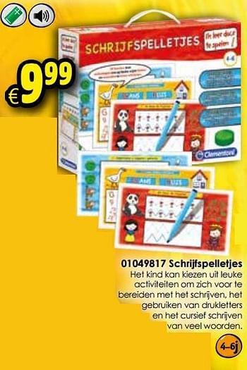 Aanbiedingen Schrijfspelletjes - Clementoni - Geldig van 24/10/2015 tot 06/12/2015 bij ToyChamp