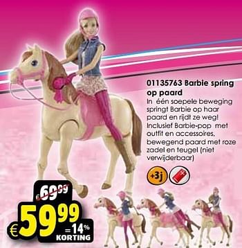 Aanbiedingen Barbie spring op paard - Mattel - Geldig van 24/10/2015 tot 06/12/2015 bij ToyChamp